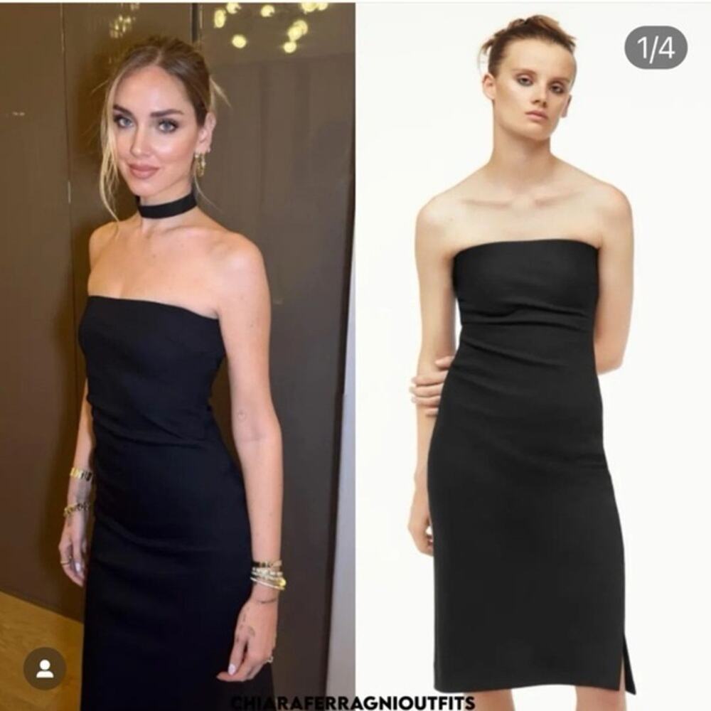 ZARA NARCISO RODRIGUEZ BLACK BUSTIER MIDI DRESS